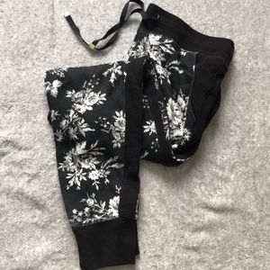 Vintage Black and White Floral Joggers